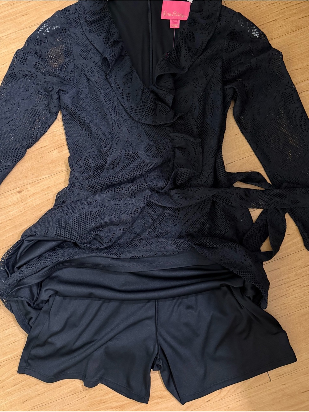 Lilly Pulitzer Black Tiki Ruffle Wrap Romper - Picture 7 of 9